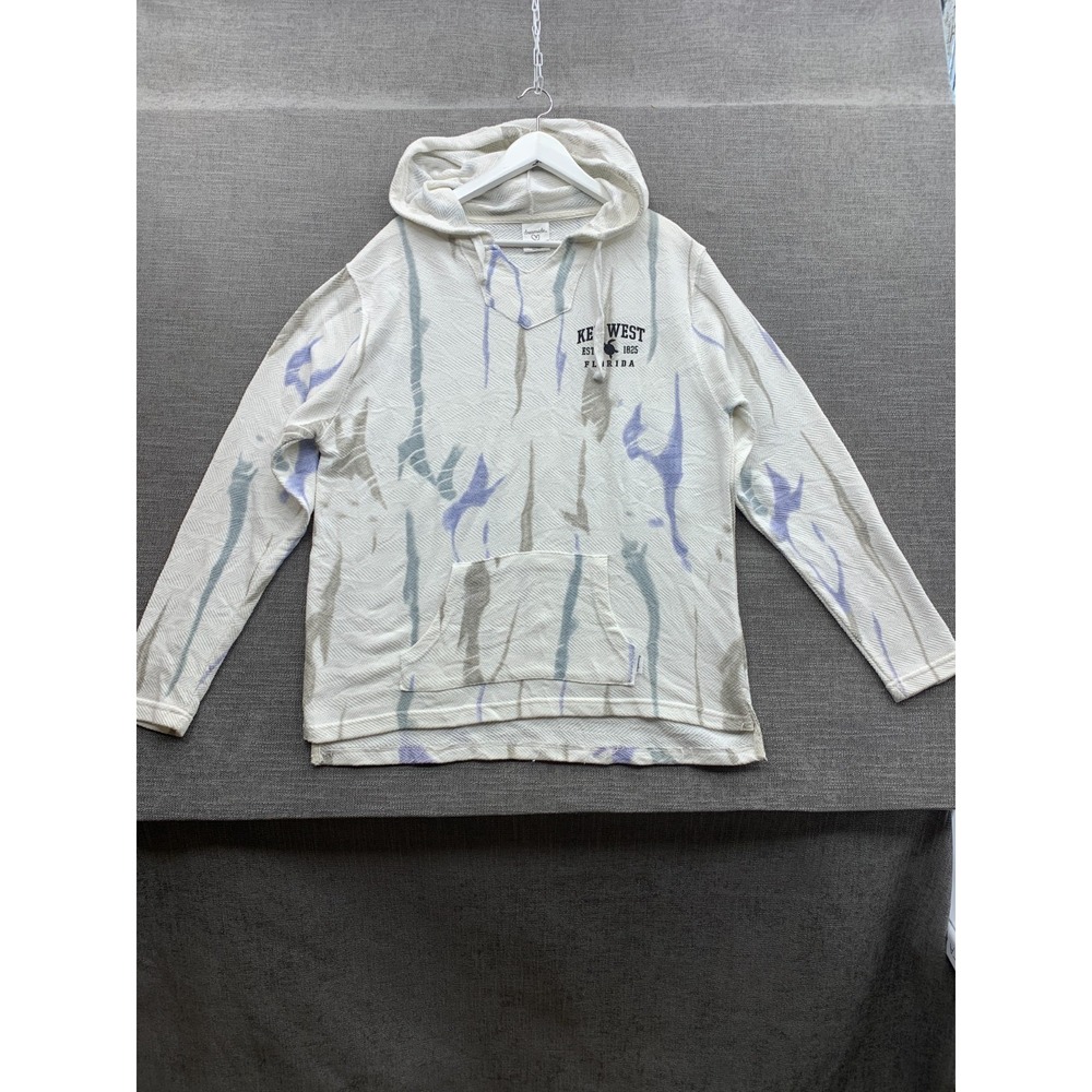 Dreamsicle Key West Beach Hoodie Womens XL Off White Tie Dye Kangaroo Pocket